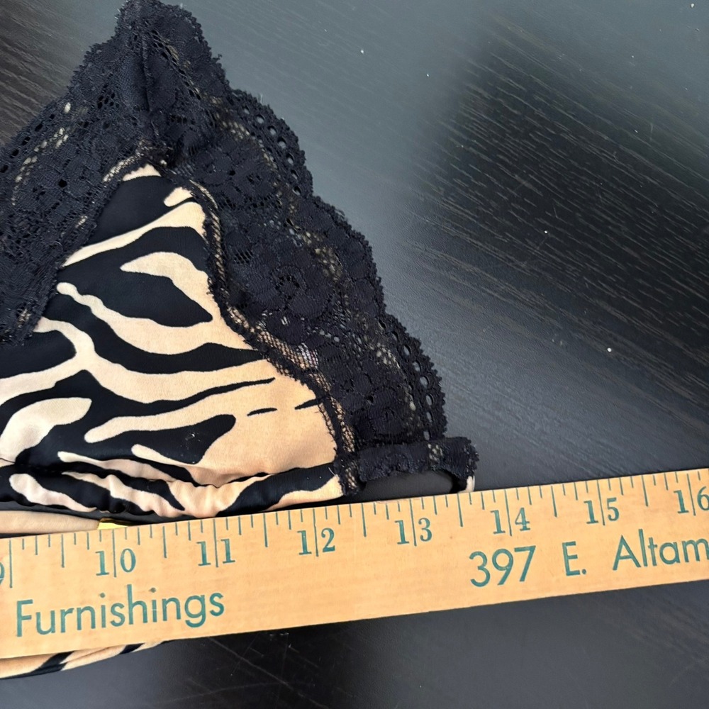 Early 2000s Victorias Secret Zebra Print Lace Bikini Set Triangle Side Tie M Y2K - Picture 16 of 16